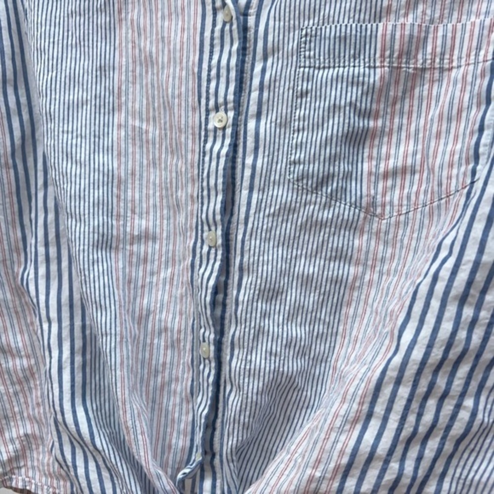 Madewell Button Up Shirt Striped Nautical Coastal‎ Americana Tie-Front Women's M - Picture 4 of 9